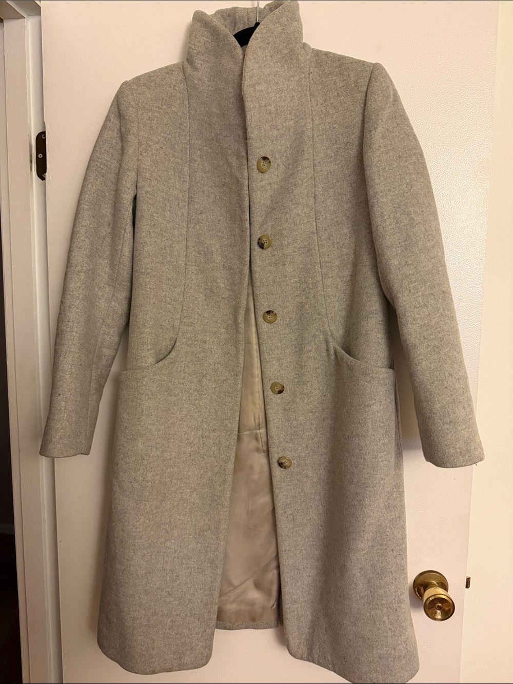Wilfred Aritzia Light Gray Wool-Blend Long Cocoon Coat